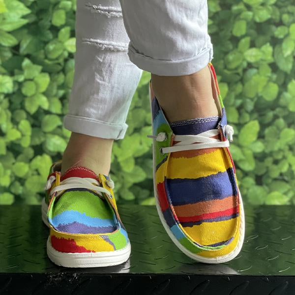Women's Colorful Tie-Dye Series Flat Canvas Shoes 18493943C