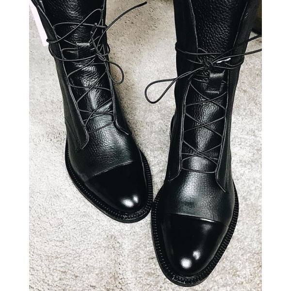 Women'S Paneled Lace-Up Short Martin Boots Biker Boots 67071946