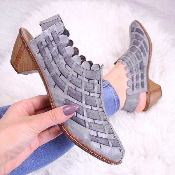 Women's Colorblock Cross-woven Casual Pointed Toe Booties 38467893C