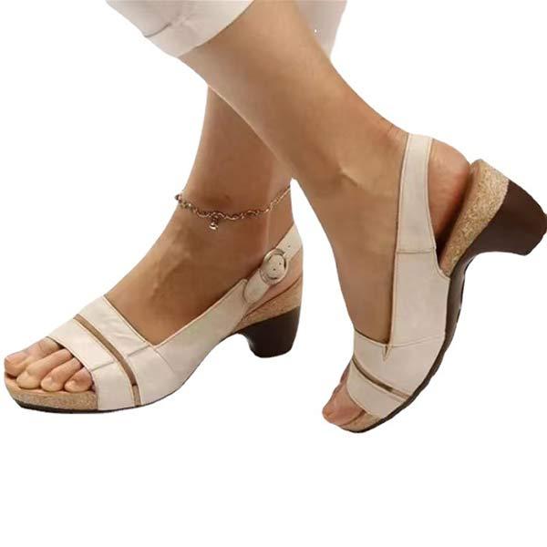 Women'S Fish Mouth Buckle Chunky Heel Sandals 15226961C