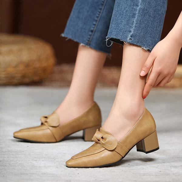 Women's Chunky Heel and Mid-Heel Bow Detail Pumps 83800498C