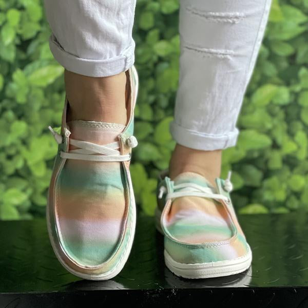 Women's Colorful Tie-Dye Series Flat Canvas Shoes 18493943C
