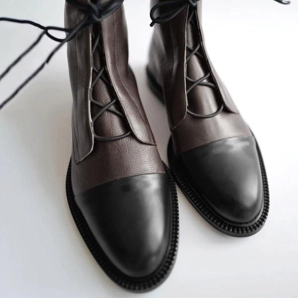 Women'S Paneled Lace-Up Short Martin Boots Biker Boots 67071946