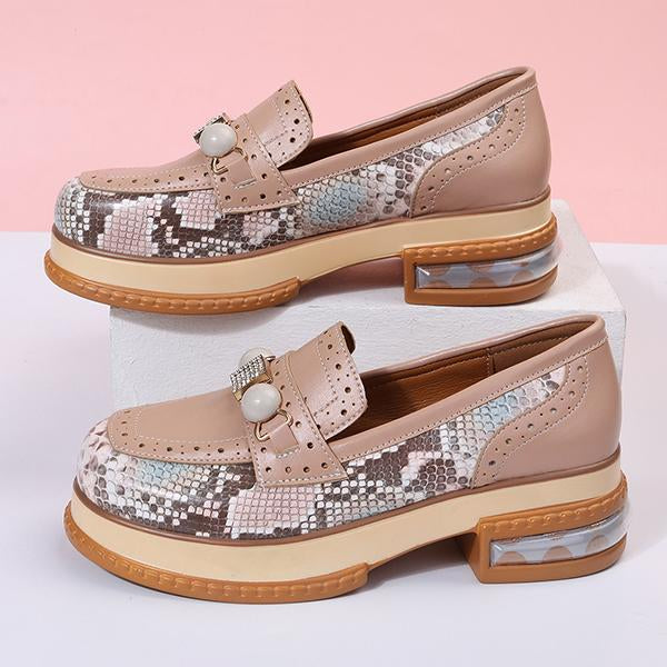 Women's Fashion Rhinestone Snake Pattern Loafers 03568046S