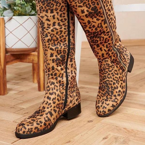Women's Fashion Leopard Zipper Knee Boots 74247014S