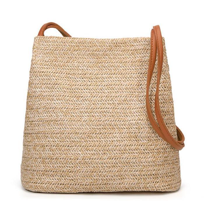 Womens Woven Straw Casual Beach Style Shoulder Bags