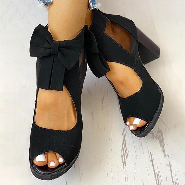 Women'S Chunky High Heel Cutout Ladies Sandals 00040332C
