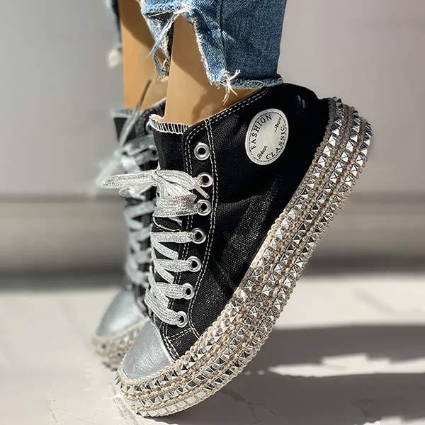 Women'S High Top Fashion Stud Leopard Print Espadrilles 36901966C