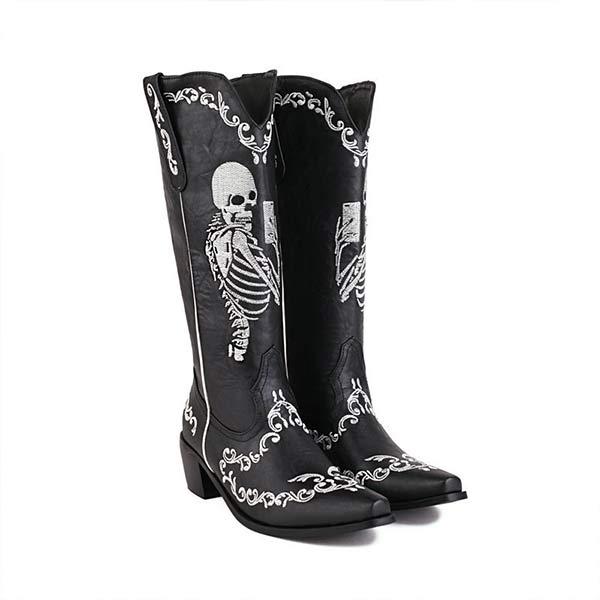Women'S Embroidered High Block Heel Western Cowboy Boots 70475337C