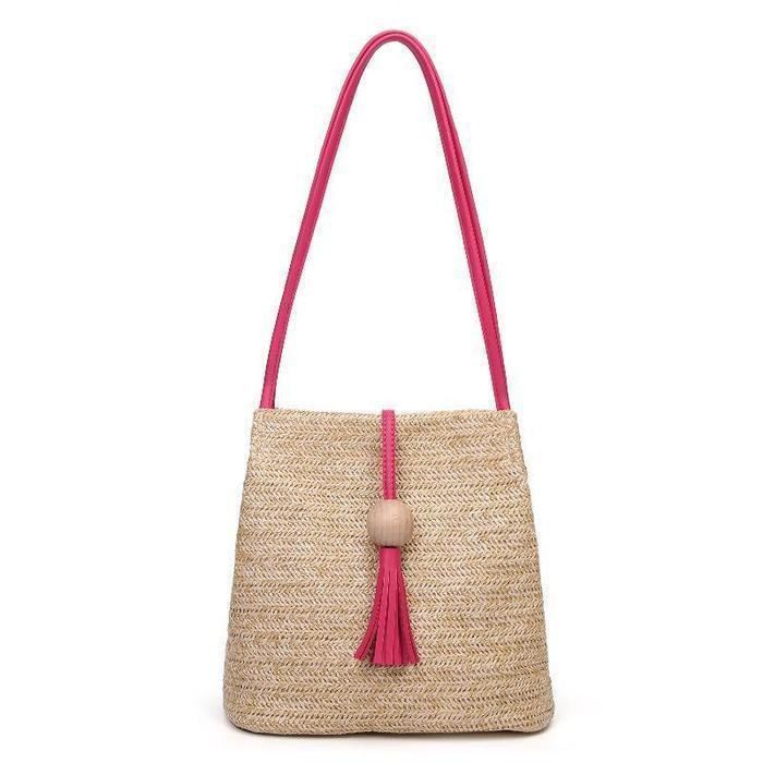 Womens Woven Straw Casual Beach Style Shoulder Bags