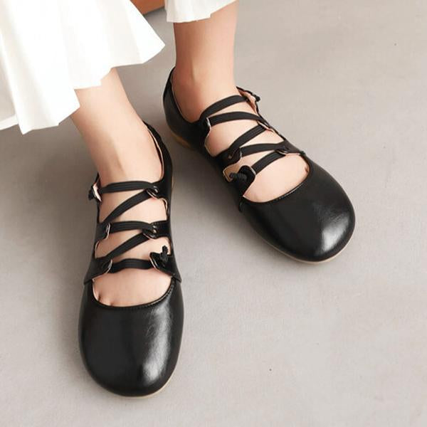Women's Elastic Band Round Toe Block Heel Mary Jane Shoes 39825645C