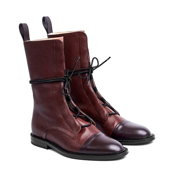 Women'S Paneled Lace-Up Short Martin Boots Biker Boots 67071946