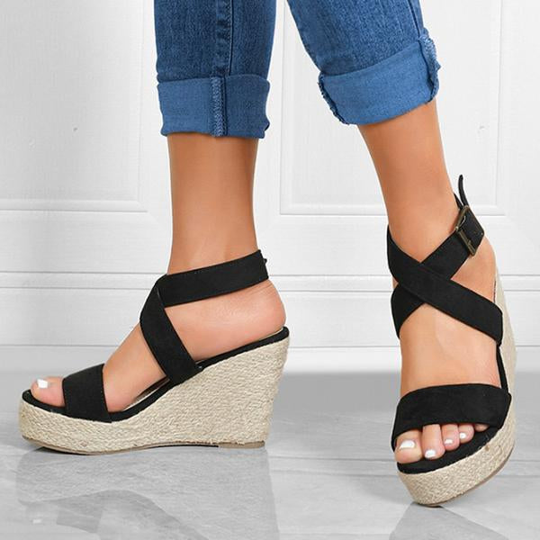 Women's Cross Strap Platform Wedge Open-Toe Sandals 02262971C