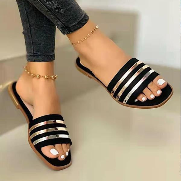 Women's Comfort Flat Casual Fashion Square Toe Slippers 67427335C