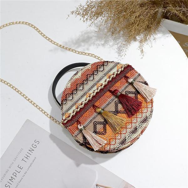 Bohemian Tassel Round Bag