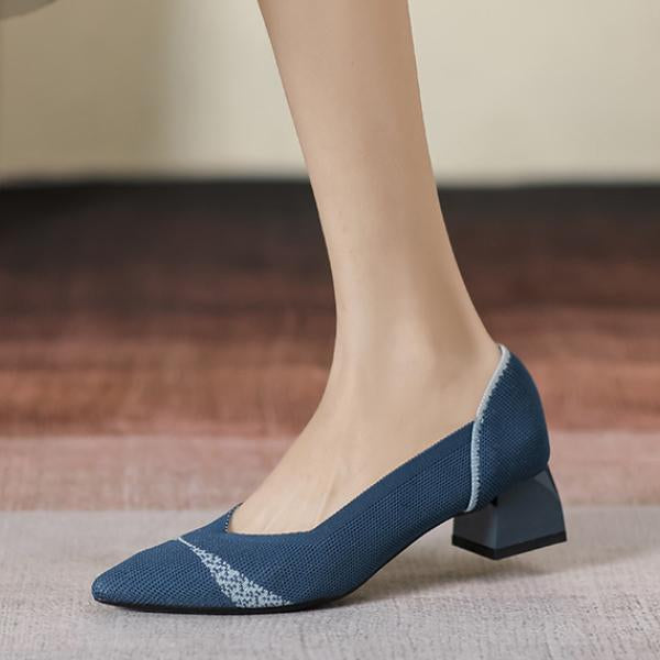 Women's Flying Woven Chunky Heel Pointed Shoes 73427463S