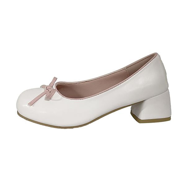 Women's Elegant Bow Barbie Pink Thick Heel Mary Jane 98235633S