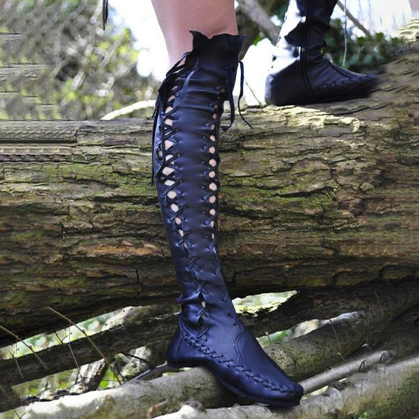 Women's Fashion Lace-Up Flat Over-the-Knee Boots 57358337S