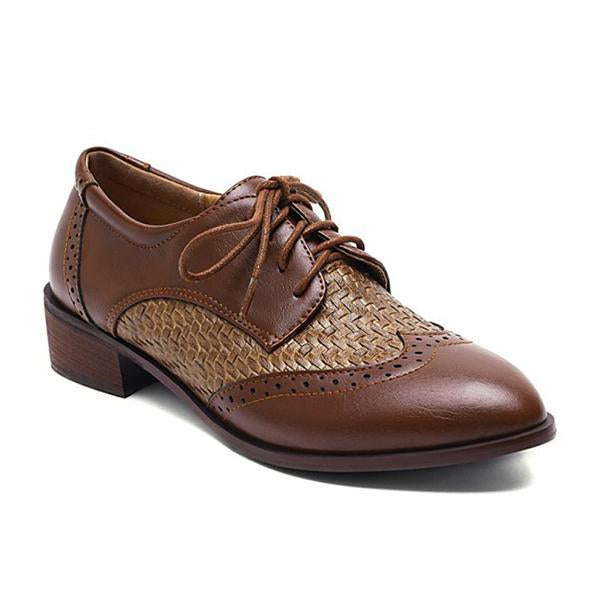 Women's Plaid Casual Fashion Stitching Lace-up Shoes 25631065C
