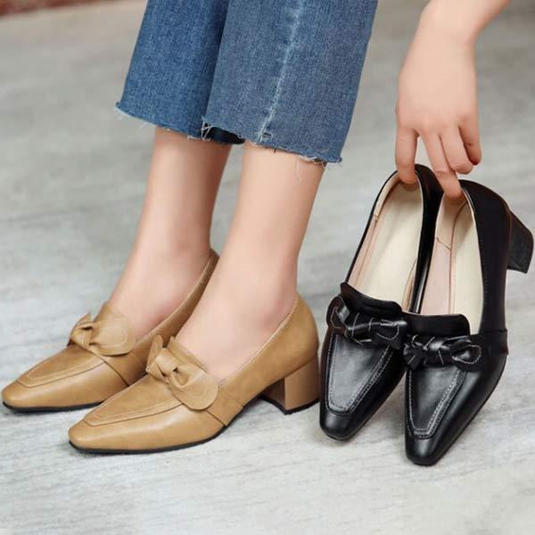 Women's Chunky Heel and Mid-Heel Bow Detail Pumps 83800498C