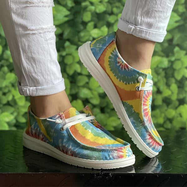 Women's Colorful Tie-Dye Series Flat Canvas Shoes 18493943C