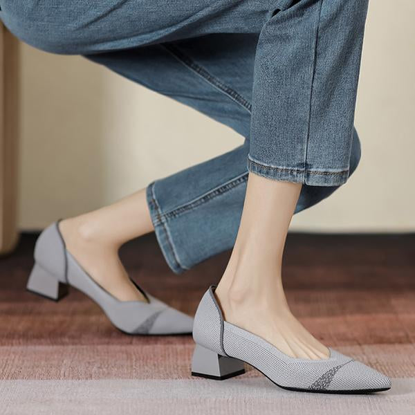 Women's Flying Woven Chunky Heel Pointed Shoes 73427463S