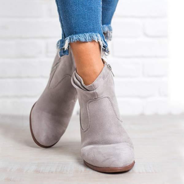 Women's Comfortable Mid Heel Square Toe Ankle Boots 11464212C