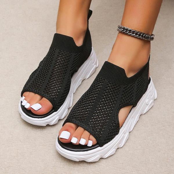 Women's Knit Elastic Slip-On Platform Sandals 86391564C