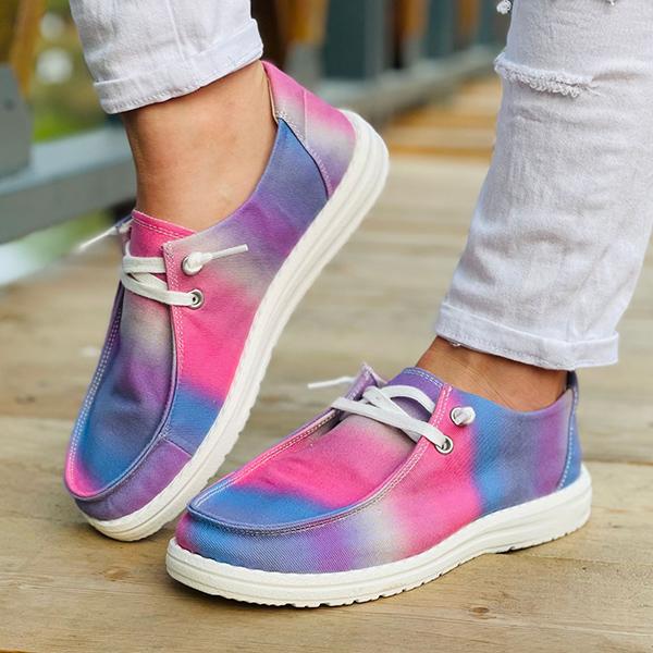 Women's Colorful Tie-Dye Series Flat Canvas Shoes 18493943C