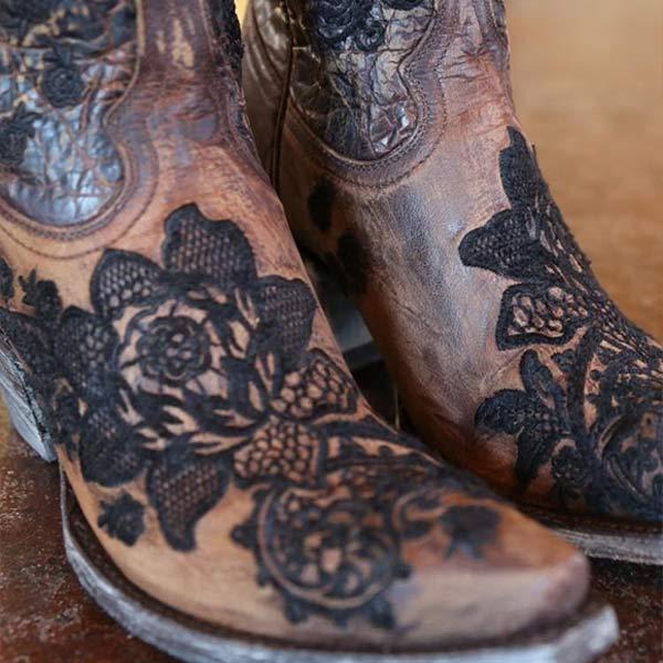 Women'S Embroidered Chunky Heel Rider Boots 59126917C