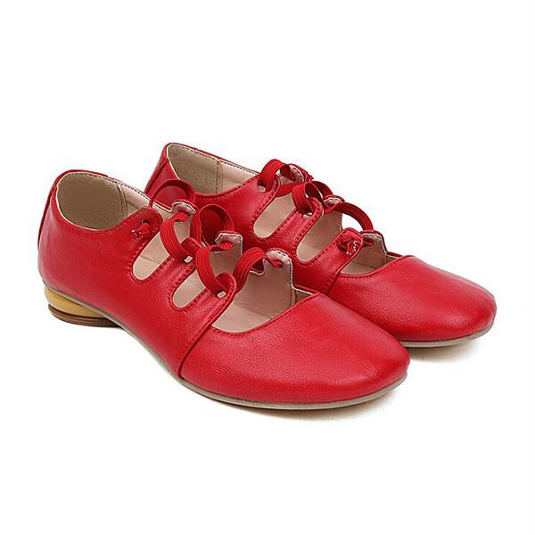 Women's Elastic Band Round Toe Block Heel Mary Jane Shoes 39825645C