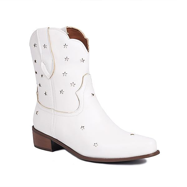 Women's Fashion Casual Star Chunky Heel Booties 05877648S