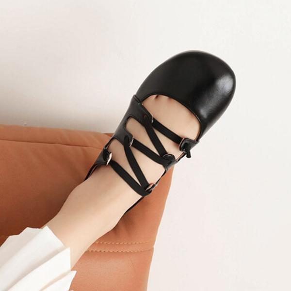 Women's Elastic Band Round Toe Block Heel Mary Jane Shoes 39825645C