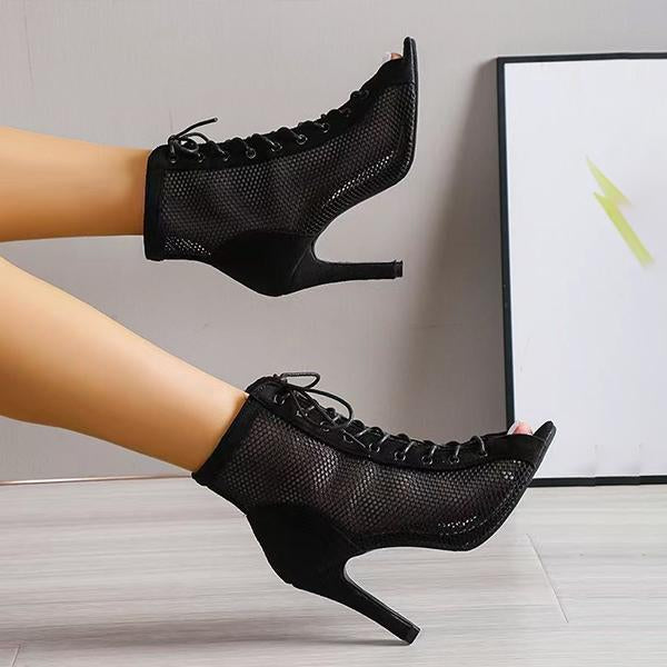 Women's Hollow Lace Fish Mouth Stiletto Sandals 34068594C
