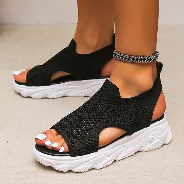 Women's Knit Elastic Slip-On Platform Sandals 86391564C