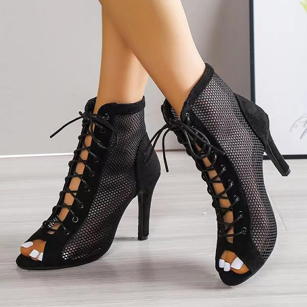 Women's Hollow Lace Fish Mouth Stiletto Sandals 34068594C