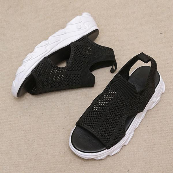 Women's Knit Elastic Slip-On Platform Sandals 86391564C