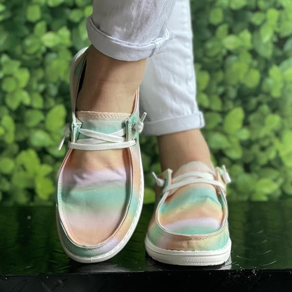 Women's Colorful Tie-Dye Series Flat Canvas Shoes 18493943C
