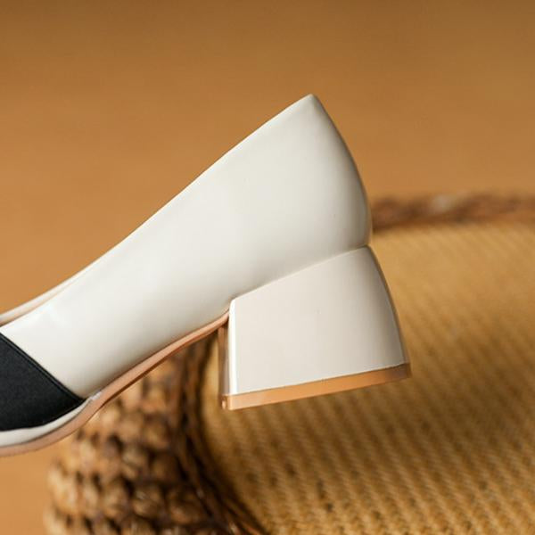 Women's Elegant Colorblock Chunky Heel Mary Jane Shoes 27523642C