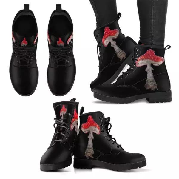 Women'S Mushroom Print Lace-Up Martin Boots 84547167C