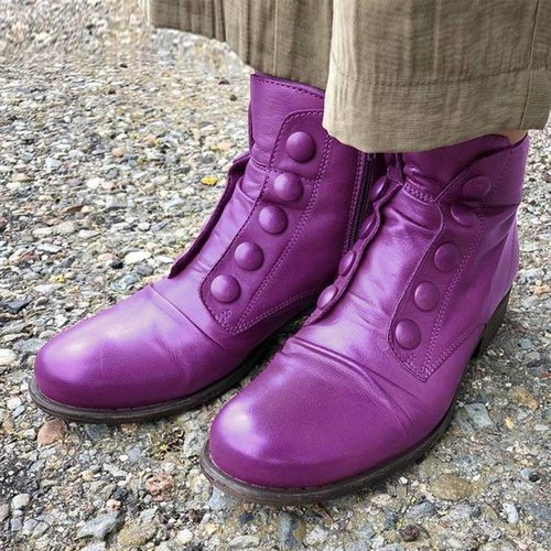 Side Zip Button Biker Boots