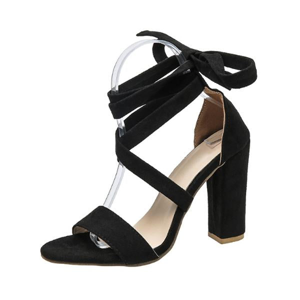 Women's Fashion Strap Chunky Heel Solid Color Sandals 77911604C