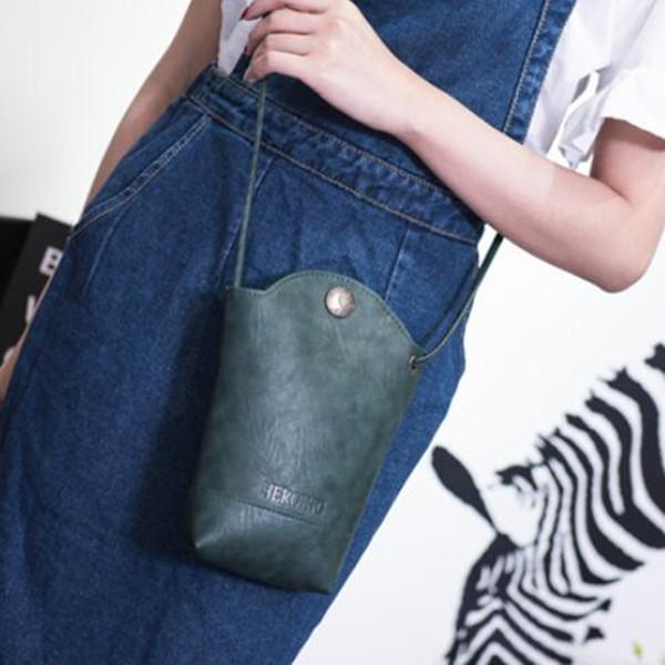 Casual Little Bucket Bag Phone Bag PU Crossbody Bag
