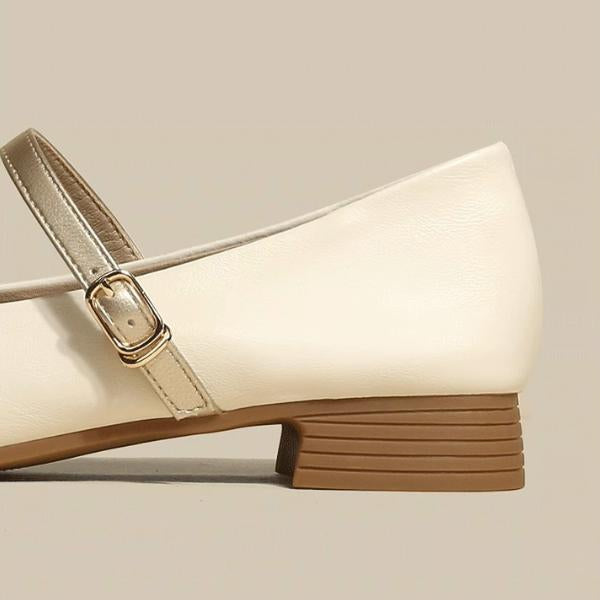 Women's Elegant Stitching Gold Flat Mary Jane 92784024S