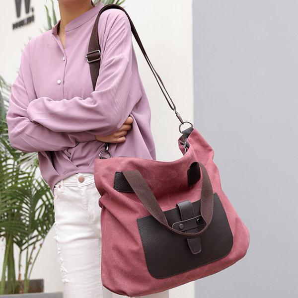 KVKY Canvas Crossbody Bag Large Capacity Patchwork Tote Bag