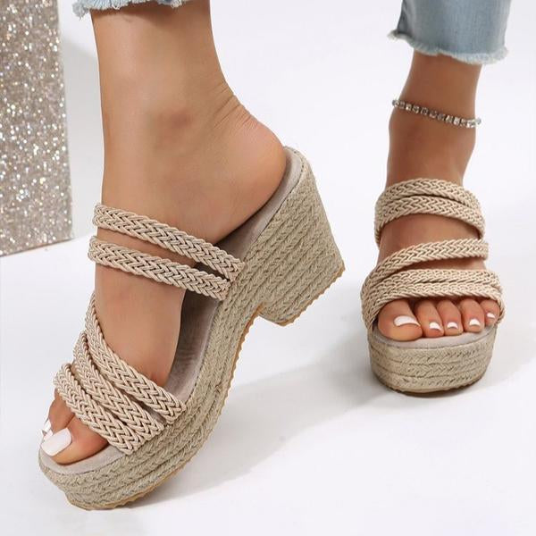 Women's Platform Fashion Woven Wedge Slippers 04433786C