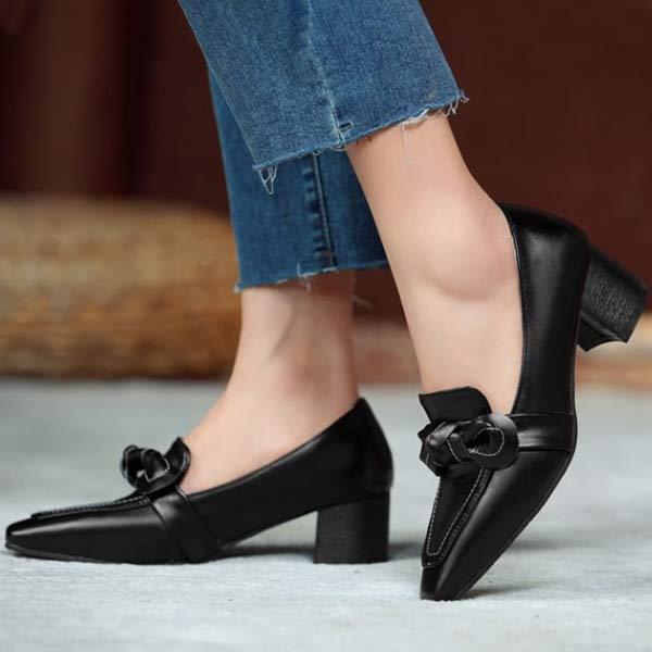 Women's Chunky Heel and Mid-Heel Bow Detail Pumps 83800498C