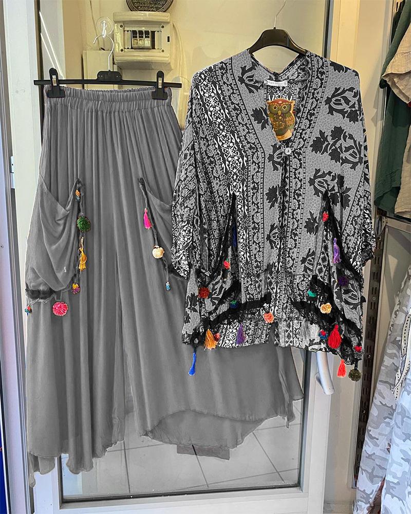 Casual Style Floral Print Loose Suit