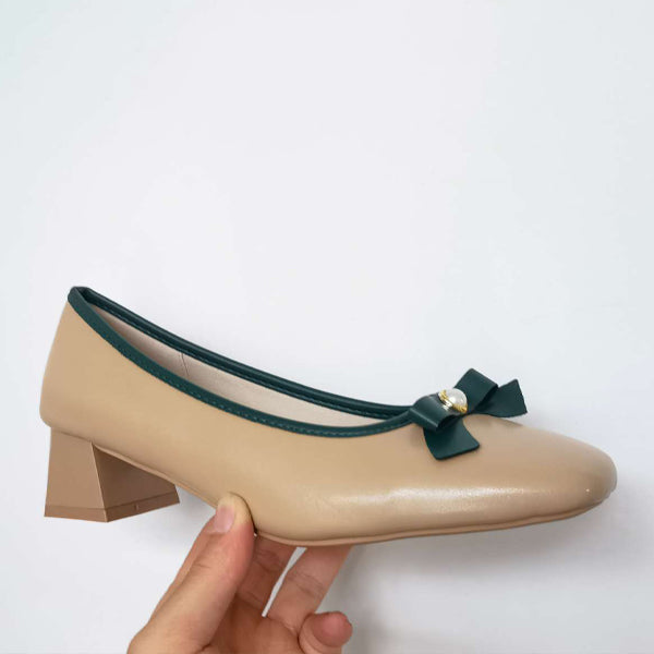 Women's Elegant Bowknot Square Toe Chunky Heel Pumps 59296065S