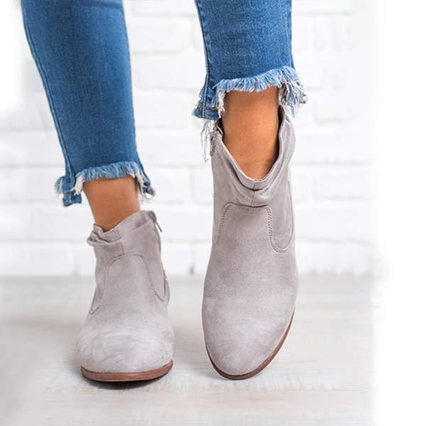 Women's Comfortable Mid Heel Square Toe Ankle Boots 11464212C